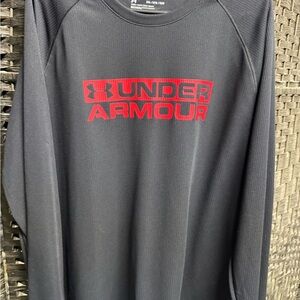 Under Armour Black and Red Crew Neck Top